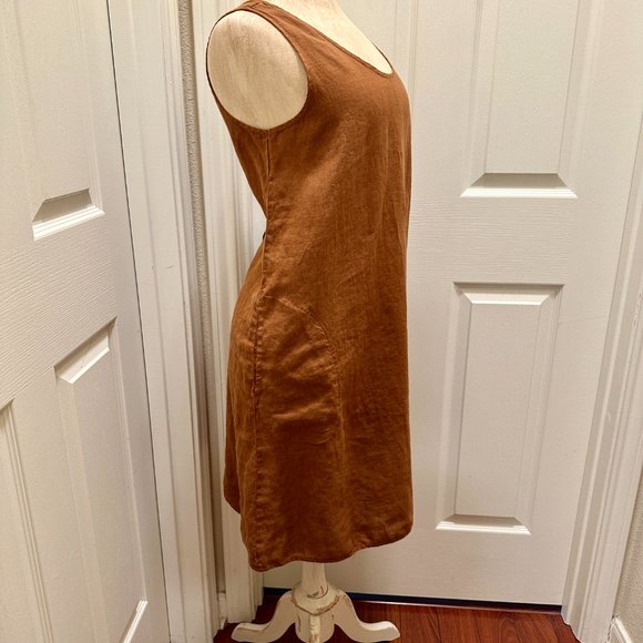 Chic Chico's Design 100% Linen Sleeveless Brown Midi Dress Size 1( USA M/8) - Picture 6 of 12